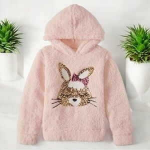 Miss Chievous Girls Sequin Critter Plush Sherpa Pullover Hoodie Size M